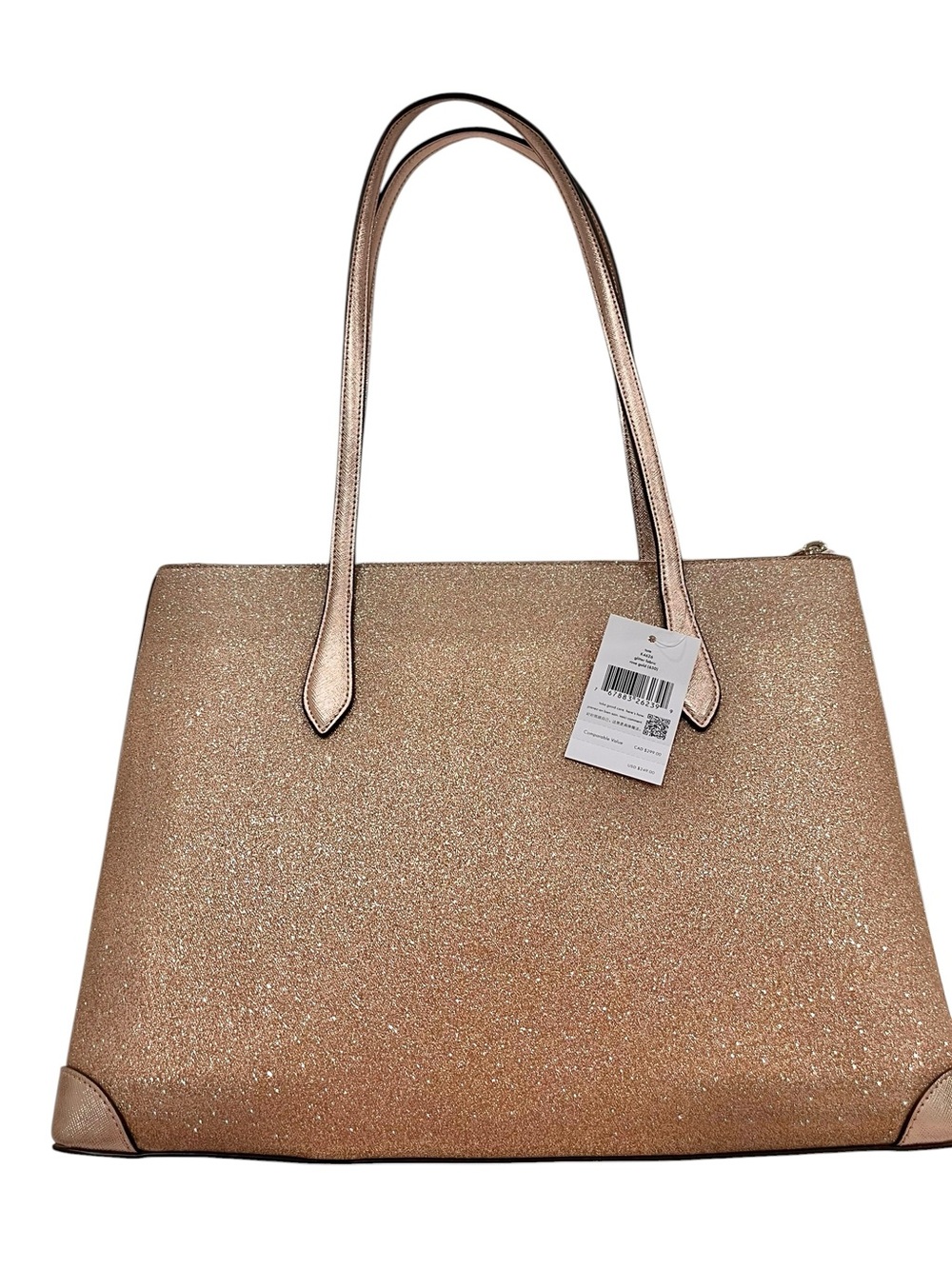 kate spade Rose Gold Glitter Tote with Wallet and Cosmetic Pouch - Picture 16 of 16